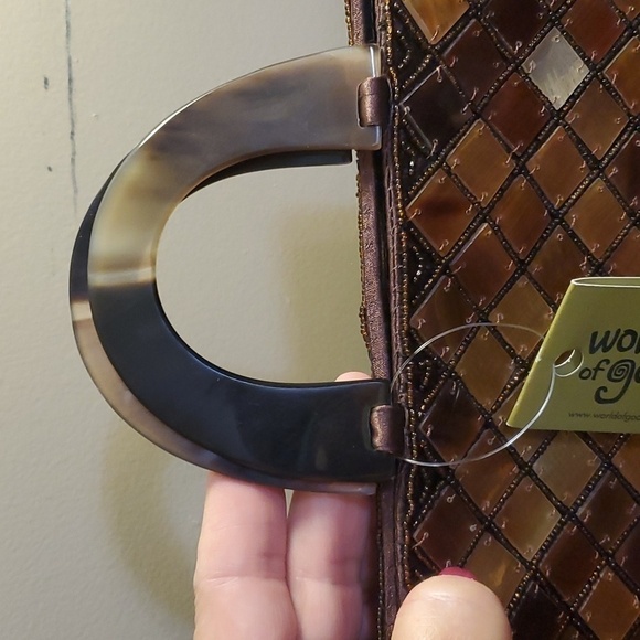 World of Good Buffalo Horn Beaded Silk Purse NWT - Picture 2 of 8